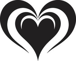 Sleek Black Heart Modern Element Artistic Heart Minimalist Decorative Symbol vector