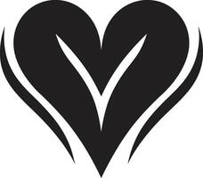 Intriguing Heart Shape Minimal Decorative Element Classy Black Heart Symbol Abstract vector