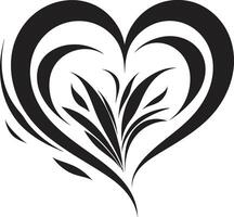 Intricate Heart Silhouette Elegant Black Element in Graphics Stylish Minimalist Heart Contemporary vector