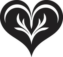 Intricate Black Heart Minimalist Decorative Stylish Heart Abstract Element vector
