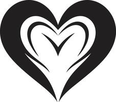 Abstract Love Symbol Sleek Black Heart Element Minimalist Heart Refined Decorative Art vector