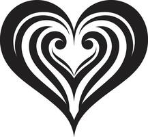 Sophisticated Heart Symbol Sleek Art Abstract Love Refined Black Heart vector