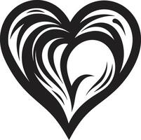 Contemporary Black Heart Abstract Decorative Symbol Intriguing Heart Shape Stylish vector