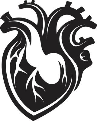 Unique Black Heart Sophisticated Symbol Graceful Heart Silhouette Abstract Decorative