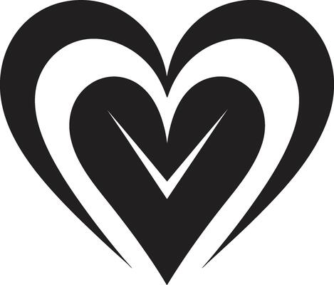 Elegant Heart Silhouette Chic Abstract Intricate Black Heart Minimalist Decorative