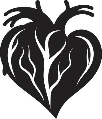 Stylish Heart Symbol Minimalist Abstract Chic Black Heart Sleek Decorative