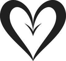 Sleek Black Heart Symbol Abstract Element Artistic Heart Elegant Decorative Symbol vector