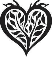 Unique Black Heart Shape Stylish Element Graceful Heart Symbol Modern Decorative Symbol vector