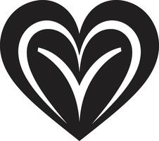 Sleek Black Heart Minimal Artistic Heart Symbol Graceful Abstract vector