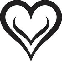 Elegant Heart Silhouette Abstract Element Intricate Black Heart Stylish Decorative Symbol vector