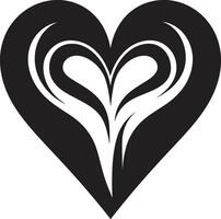 Classy Heart Stylish Decorative Element Sleek Black Heart Minimal vector