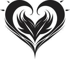 Abstract Love Symbol Modern Heart Shape Minimalist Heart Sophisticated Black Graphic Element vector