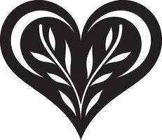 Elegant Black Heart Abstract Intricate Heart Silhouette Decorative Element in Art vector