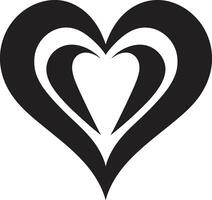 Sleek Heart Intriguing Black Graphic Symbol Graceful Abstract Heart Refined Element vector