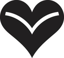 Chic Black Heart Shape Abstract Element Sophisticated Heart Emblem Modern Decorative Symbol vector