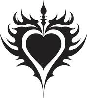 Intricate Heart Silhouette Minimalistic Black Stylish Minimalist Heart Elegant Abstract Emblem vector