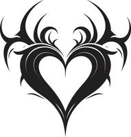 Sleek Heart Intriguing Black Decorative Symbol Graceful Abstract Heart Contemporary Element vector