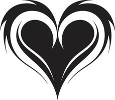 Intricate Heart Silhouette Stylish Black Decorative Element Stylish Minimalist Heart Graceful Abstract Symbol vector