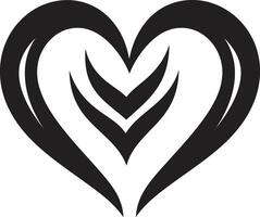 Abstract Love Symbol Sleek Heart in Black Minimalist Heart Refined Black Decorative Element vector