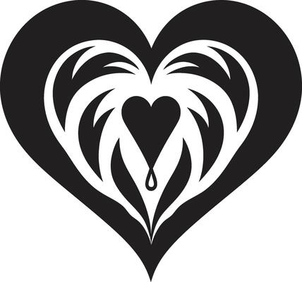Stylish Minimalist Heart Elegant Abstract Decorative Emblem Sleek Heart Intriguing Black Graphic Symbol