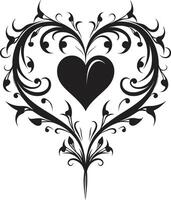 Stylish Minimalist Heart Elegant Abstract Emblem Dynamic Black Heart Abstract Graphic with Decorative Elements vector