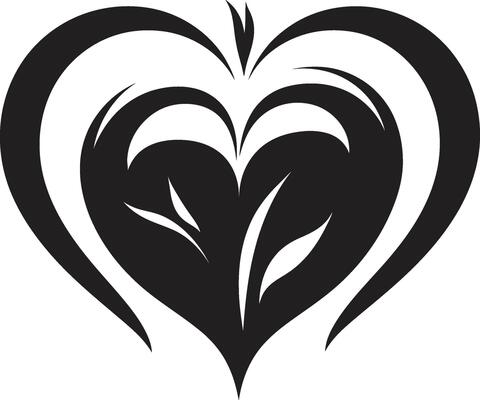 Intricate Heart Silhouette Stylish Abstract Symbol Sleek Heart Minimalistic Black Decorative