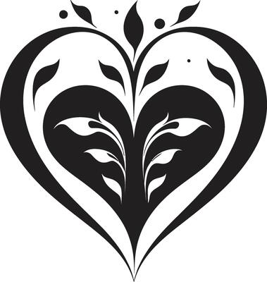 Minimalist Heart Sleek Black Abstract Element Elegant Black Heart Stylish Decorative Symbol