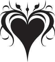 Dark Harmony Sophisticated Black Heart Gothic Grace Chic Graphics of Black Heart vector