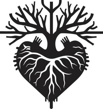 Obsidian Overture Intriguing Black Heart Shape Graphic Eclipse of Emotion Modern Graphics of Black Heart vector