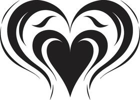 Dark Whisper Chic Black Heart Shape Enigma of Love Elegant Graphics of Black Heart vector