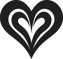 Refined Black Heart Intriguing Symbol Abstract Love Symbol Sleek Heart in Black vector