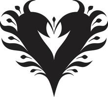 Gothic Grace Sophisticated of Black Heart Nocturnal Noir Chic Abstract Black Heart vector