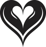 Sable Sonata Refined Black Heart Shape Dark Whisper Sophisticated Abstract Black Heart vector