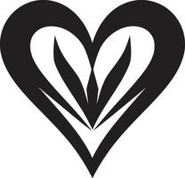 Shadowed Serenade Minimalistic Abstract Black Heart Sable Sonata Refined Black Heart Shape vector