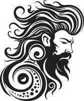 Gothic Gaze Intriguing Abstract Man Face Element Enigma Essence Contemporary Graphics of Black Man Face vector