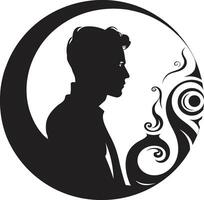Sleek Shadow Portrait Intriguing Abstract Man Face Dark Reflections Chic Graphics of Black Man Face vector