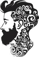 Obsidian Profile Abstract Man Face in Noir Elegance Ink Noir Identity Sleek Black Abstract Man Face vector