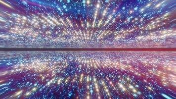 Abstract glowing energy hi-tech lines and digital particles tunnel with bokeh video
