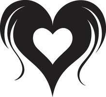 Dynamic Black Heart Abstract Graphic with Decorative Elements Intricate Heart Silhouette Elegant Graphic with Black Color Scheme vector