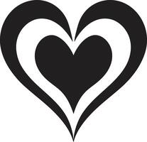 Sleek Heart Contemporary Black Decorative Element Graceful Abstract Heart Intriguing Graphic Symbol vector