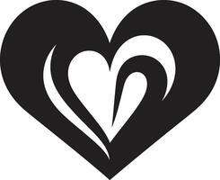 Minimalist Heart Refined Black Decorative Element Elegant Black Heart Graceful Emblem vector