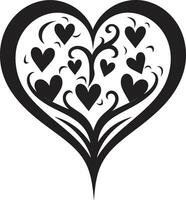Sleek Heart Stylish Black Abstract Emblem Graceful Abstract Heart Intricate Graphic Symbol vector