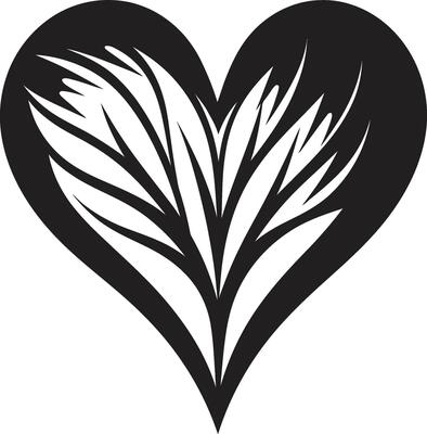 Refined Black Heart Intriguing Graphic with Minimalistic Decor Abstract Love Symbol Sleek Black Graphic with Decorative Touches