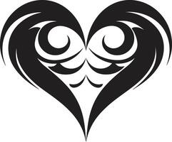 Mystic Obsidian Heart Abstract Element in Noir Midnight Muse Contemporary Black Heart Shape Graphic vector