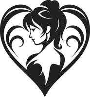 Stylish Minimalist Heart Intriguing Black Graphic with Abstract Elements Sleek Heart Graceful Black Graphic with Decorative Flourishes vector