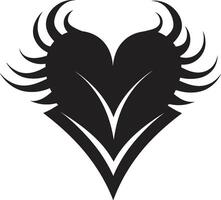 Chic Decorative Modern Black Graphic with Decorative Flourishes Black Symphony Abstract Decorative Heart Shape vector