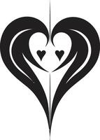 Sleek Heart Intriguing Black Graphic with Decorative Elements Graceful Abstract Heart Contemporary Black Graphic with Abstract Flourishes vector