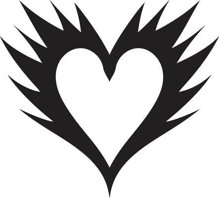 Minimalist Heart Sleek Black Graphic with Abstract Accents Elegant Black Heart Refined Black Graphic with Decorative Elements