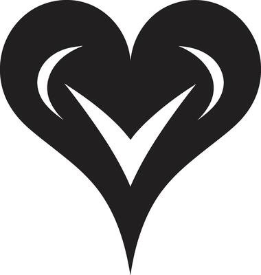 Graceful Abstract Heart Contemporary Black Graphic with Decorative Flourishes Chic Decorative Intricate Black Graphic with Abstract Accents