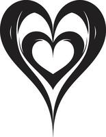 Elegant Black Heart Stylish Black Graphic with Abstract Accents Intricate Heart Silhouette Contemporary Black Graphic with Decorative Elements vector